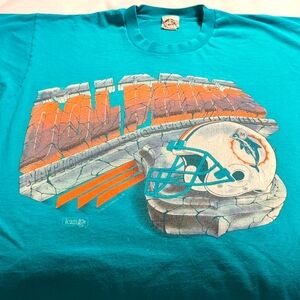 Vintage Miami Dolphins Team NFL Magic Johnson Adult Unisex T-shirt size XL Teal